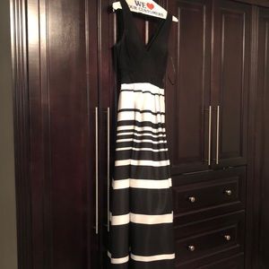 Black and white evening dress